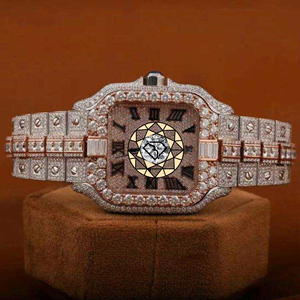 Square Shaped Men Arabic Dial Quartz Watch Luxury Diamond Stainless Steel Strap Glass Waterproof Date <b>Calendar</b> Hip Hop Watch - Product Image 1
