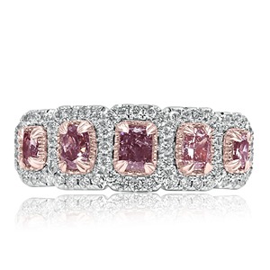 New Arrival Lab Grown Fancy Brownish Pink <b>Cushion</b> Diamond Halo <b>Wedding</b> Band in 14K White Gold Diamond Band for Women's - Product Image 2