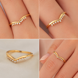 Anillo de Plata de Ley 925 con Baño de Oro de 14K, Circonita Cúbica Redonda, Engaste de Puntas, Minimalista, Unisex, para Uso Diario, Regalo para Ella - Product Image 4
