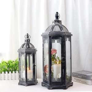 Lampes à vent en fer forgé et verre, style château, pour bougies, fournitures de mariage, style européen - Product Image 2