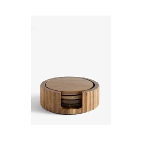 Posavasos Redondos de Madera, Acabado Natural, Juego de 6 - Product Image 5
