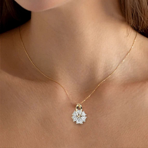 จี้เพชรทรงหัวใจเพาะเลี้ยงในห้องปฏิบัติการ สร้อยคอทองคำขาว 14k ชุบทองคำขาวและโรสโกลด์ พร้อมใบรับรอง เหมาะสำหรับงานหมั้นและงานแต่งงาน - Product Image 1