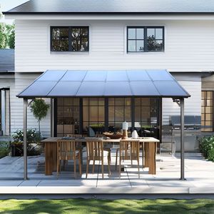 10 X 12 Outdoor Heavy Duty Wall Mounted Metal Awning Gazebo <b>Roof</b> Large Pergola for Patio Decks Backyard <b>Canopy</b> Gazebo Product - Product Image 2
