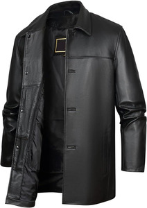 Chaqueta de Cuero Genuino Personalizada para Hombre, Estilo Motero, Cierre de Botones, Alta Calidad, Logotipo Personalizado OEM, Venta al Por Mayor - Product Image 3