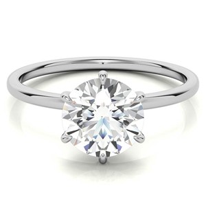 Custom 6 Claw Prong Round Brilliant Cut Moissanite Diamond <b>Ring</b> 925 Sterling <b>Silver</b> Engagement <b>Ring</b> for Her - Product Image 3