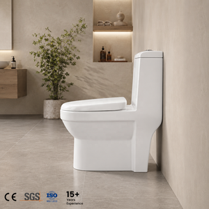 โถสุขภัณฑ์แบบชิ้นเดียวทรงยาว ติดตั้งบนพื้น ระบบกดน้ำสองปุ่ม ระบบชำระล้างด้วยแรงโน้มถ่วง แบบ P-trap เป็นมิตรกับสิ่งแวดล้อม ทำความสะอาดง่าย ผลิตจากเซรามิก เหมาะสำหรับโรงแรม - Product Image 5