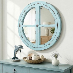 Miroir mural ovale en bois avec cadre de design traditionnel peint à la main |   Bois de pin durable et écologique provenant de l'Uttar Pradesh - Product Image 5