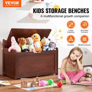 Grande cassapanca giocattolo in legno per bambini scatola portaoggetti Flip-Top coperchio di sicurezza cerniera per camera da letto per sala giochi soggiorno ingresso - Product Image 2