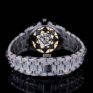 Montre unisexe de luxe avec mouvement à quartz Citizen, boîtier carré en acier inoxydable incrusté de diamants, cadran en cristal de 46 mm, date automatique, respectueuse de l'environnement - Product Image 4