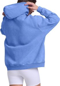 Vente en gros de sweats molletonnés épais 100% coton 360g sans cordon, service OEM, logo personnalisé, streetwear oversize pour l'hiver - Product Image 2