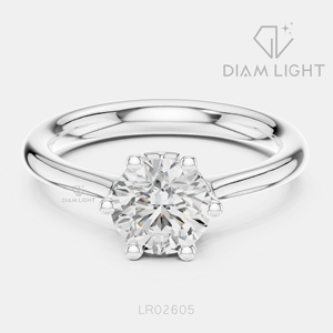 Bague de fiançailles solitaire ronde 1,10 carat, bijoux fins, certifiée IGI, or blanc 14 carats, diamant de laboratoire, bague d'anniversaire - Product Image 1