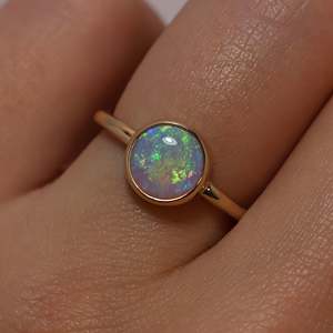 Wholesale Supplier Minimal Round Opal Look Stone Gold <b>Ring</b> for <b>Girls</b> and Women Elegant Fashion Jewelry - Product Image 1