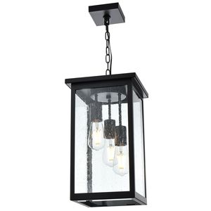 Lampada da Soffitto Nera Antiruggine Impermeabile per Esterni, Lanterna Sospesa per Portico, Stile Rustico per Esterni - Product Image 2