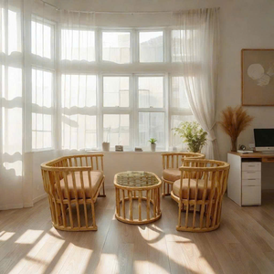 Ensemble de canapés en bois imperméable et écologique avec table pour salon moderne et utilisation en extérieur - Product Image 4