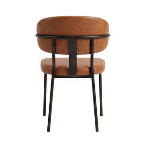 Chaise de salle à manger Pilo, moderne, en cuir capitonné avec pieds en métal, pour ameublement de maison - Product Image 4