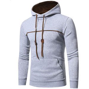 Sweat-shirt à capuche pour homme, coupe classique, couleur unie, tricoté, manches longues, décontracté, 100% coton, coupe-vent, avec poche, gris, pour l'hiver - Product Image 5