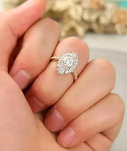 2Ct Round Cut <b>Simulated</b> <b>Diamond</b> Women's Engagement Ring 14K Yellow Gold Plated - Product Image 5