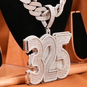 Personalize Number <b>Name</b> Letter VVS Moissanite Diamond Pendant Custom Iced Out Letter 925 Silver HipHop Cuban Link <b>Chain</b> Necklace - Product Image 4