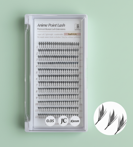 ขนตาปลอมอนิเมะเกาหลีแบบจุดขนตาปลอม0.05มม. J JC D ขด8-18มม. สีดำ wispy spiky - Product Image 1