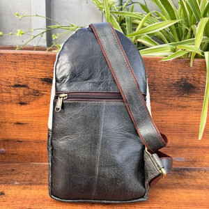 Venta caliente pelo en cuero de vaca al aire libre solo hombro pecho bolsa personalizada cuero genuino ciclismo deportes Sling Bag para Unisex - Product Image 5