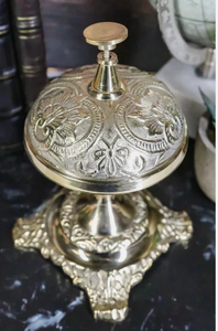 Classic Antique <b>Brass</b> Desk <b>Bell</b> | Vintage Hotel Reception Counter Service Callin - Product Image 4