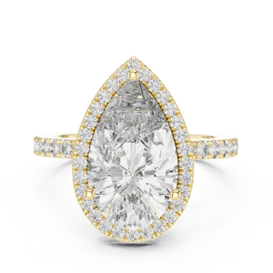 Anillo de compromiso con diamante talla pera en oro amarillo, estilo clásico para mujer - Product Image 4