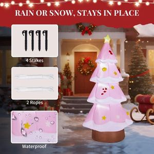 Albero di Natale Gonfiabile Rosa 2,2m con Luci LED, Decorazioni Gonfiabili per Giardino a Tema Natalizio - Product Image 6