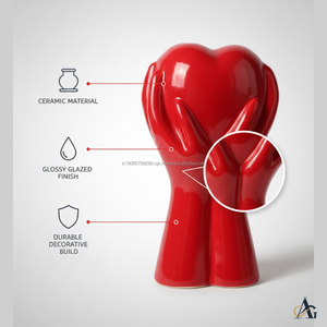 Jarrón Moderno de Cerámica Ecológica Hecho a Mano con Acabado Brillante en Forma de Corazón de 22 cm para Decoración de Mesa de Boda, Hogar u Hotel, Colores Personalizados - Product Image 6