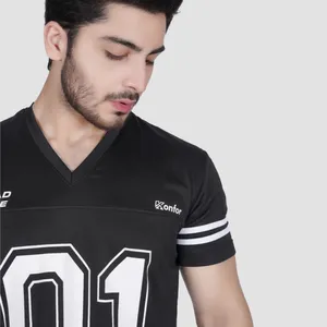 Maillot de football américain personnalisé imprimé par sublimation pour homme, col en V, manches longues, respirant, séchage rapide, vêtements de sport, manches rayées - Product Image 2