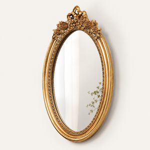 Luxury <b>Gold</b> Oval Wall <b>Mirror</b> Ornate Floral Frame Vintage Decorative Bathroom Bedroom Living Room Home Decor Accent <b>Mirror</b> - Product Image 2