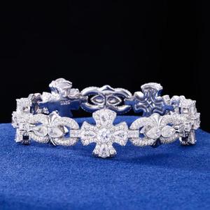 925 Sterling Silver <b>Charm</b> <b>Bracelet</b> with Moissanite Sparkle Link Chain Fashion Accessory for Elegant Daily Styling - Product Image 3