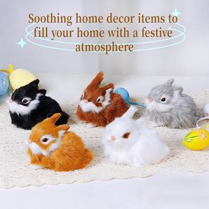 Set di 5 Statuette Realistiche di Coniglietti Pasquali in Colori Naturali (Nero, Marrone, Giallo, Bianco, Grigio) per Decorazioni Pasquali Fedeli alla Realtà - Product Image 4