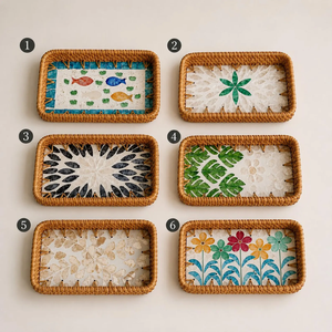 Increíble Bandeja Rectangular de Ratán con Madreperla, Diseño Vibrante de Peces Marinos, Creativa Bandeja para Servir Comida en Cocina o Comedor, Venta al por Mayor - Product Image 3