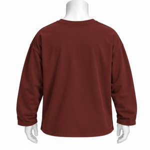 T-shirt à manches longues marron chocolat inversé coupe droite 100 % coton épaules tombantes délavé décontracté homme streetwear séchage rapide - Product Image 2