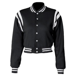 Chaqueta Universitaria Corta de Invierno Personalizada para Mujer, Chaqueta Varsity de Lana con Bordado Chenille, Elegante y Transpirable - Product Image 1