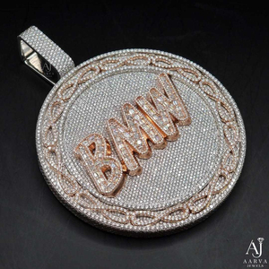 Pendentif personnalisé en argent 925 avec perle d'eau douce et moissanite, breloque lettre ronde glacée, plaqué or rose, bijoux hip-hop pour soirée - Product Image 1