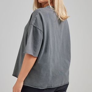 Blouses pour femmes en coton 100% à manches courtes, col rond, tricotées à carreaux, personnalisables, vente en gros, nouvelle collection, crop top décontracté d'été, OEM - Product Image 5