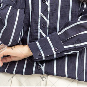 Fashion and Versatile Button <b>Down</b> Long Sleeve Striped Shirt Wholesale ODM & OEM Leisure Classic Man/women Business Shirt - Product Image 5