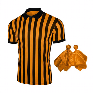 Camiseta de Árbitro de Fútbol Unisex, Negra y Blanca, Estampada, Manga Corta, Cuello con Cremallera, Transpirable, Poliéster, Tallas Grandes, para Adultos, Todas las Temporadas - Product Image 4
