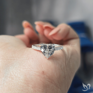 Bold Heart Shape Lab Grown Diamond <b>Ring</b> 3ct Cathedral Pave Engagement <b>Ring</b> IGI Certified 10K White Gold <b>Statement</b> <b>Ring</b> - Product Image 4