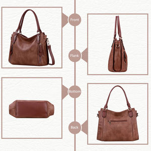 New Fashion Women Big Handbag Wholesale PU Leather Large Ladies <b>Brown</b> Shoulder Bag & Handbag - Product Image 5