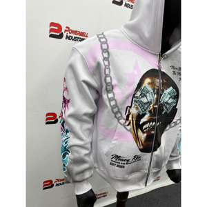 <b>Men's</b> Custom Logo Oversize Zipper Heavyweight Cotton Dirty Wash Graphic <b>Hoodie</b> <b>for</b> <b>Men</b> French Terry DTG <b>Work</b> - Product Image 4