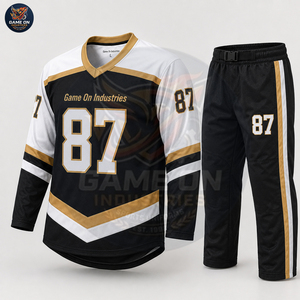 Comfortable Team Uniform Breathable Sublimation Hockey Apparel Professional Training Wear Custom Ice Hockey Jersey and Pant Set - Product Image 4