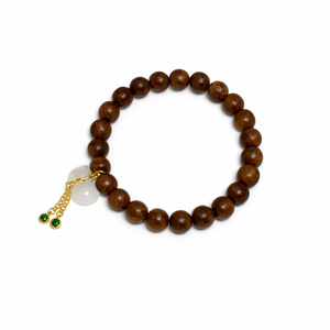 Warm Sandalwood Bracelet with Mixed <b>Jade</b> Charms - Product Image 3