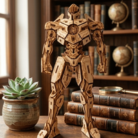 Kit de figurine de robot en bois 3D découpé au laser |   Modèle de puzzle mécanique inspiré du steampunk pour l'artisanat créatif, la décoration science-fiction, cadeau
