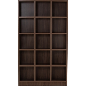 Walnut Finish Knock <b>Down</b> Cube Bookcase Storage Shelf Modern Freestanding Display Cabinet for Home Office - Product Image 2