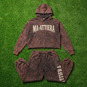 Conjunto Deportivo Informal de Dos Piezas para Mujer, Sudadera con Capucha Extra Grande Color Marrón Lavado y Pantalones Deportivos - Product Image 6