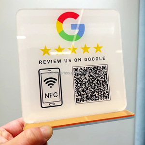 Soporte acrílico para letrero QR con base de madera, logotipos de códigos QR de redes sociales personalizados e iconos de menú para publicidad - Product Image 5