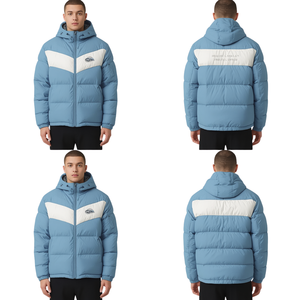 Premium <b>Men's</b> Wave Quilted Oversized Puffer Jacket with Heavy Insulated Nylon Construction and Embroidered Fashion Details - Product Image 2