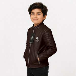 Classic premium kids <b>leather</b> <b>jacket</b> with soft comfort durable stitching modern fit and reliable warmth for every adventure - Product Image 3